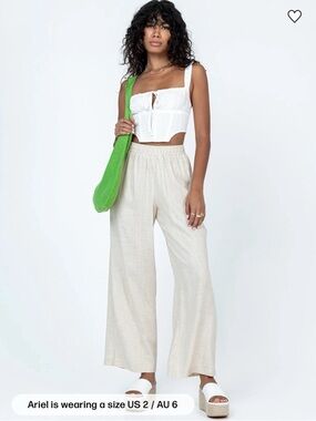 NWOT Princess Polly Louis Linen Blend Pants Beige